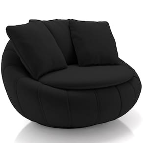 Poltrona Decorativa Giratória Kira M03 Veludo Preto - Lyam Decor