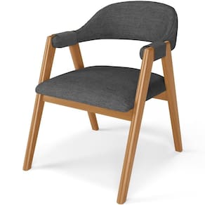 Cadeira De Jantar E Estar Living Estofada Nadja L02 Linho Cinza Escuro