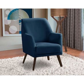 Poltrona Decorativa Sala De Jantar Magali Lisa Veludo Azul Marinho Lansofbr