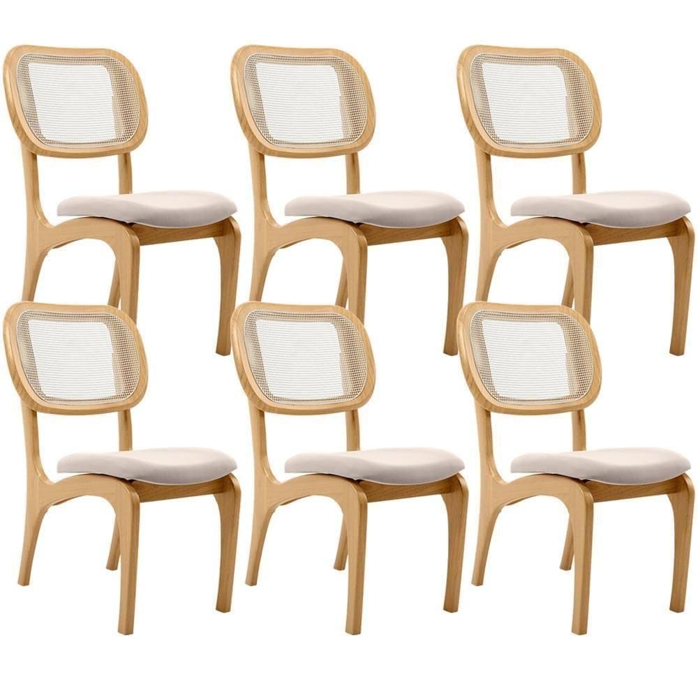 Kit 6 Cadeiras Para Sala De Jantar Estofada E Tela Mariah L02 Seude Bege
