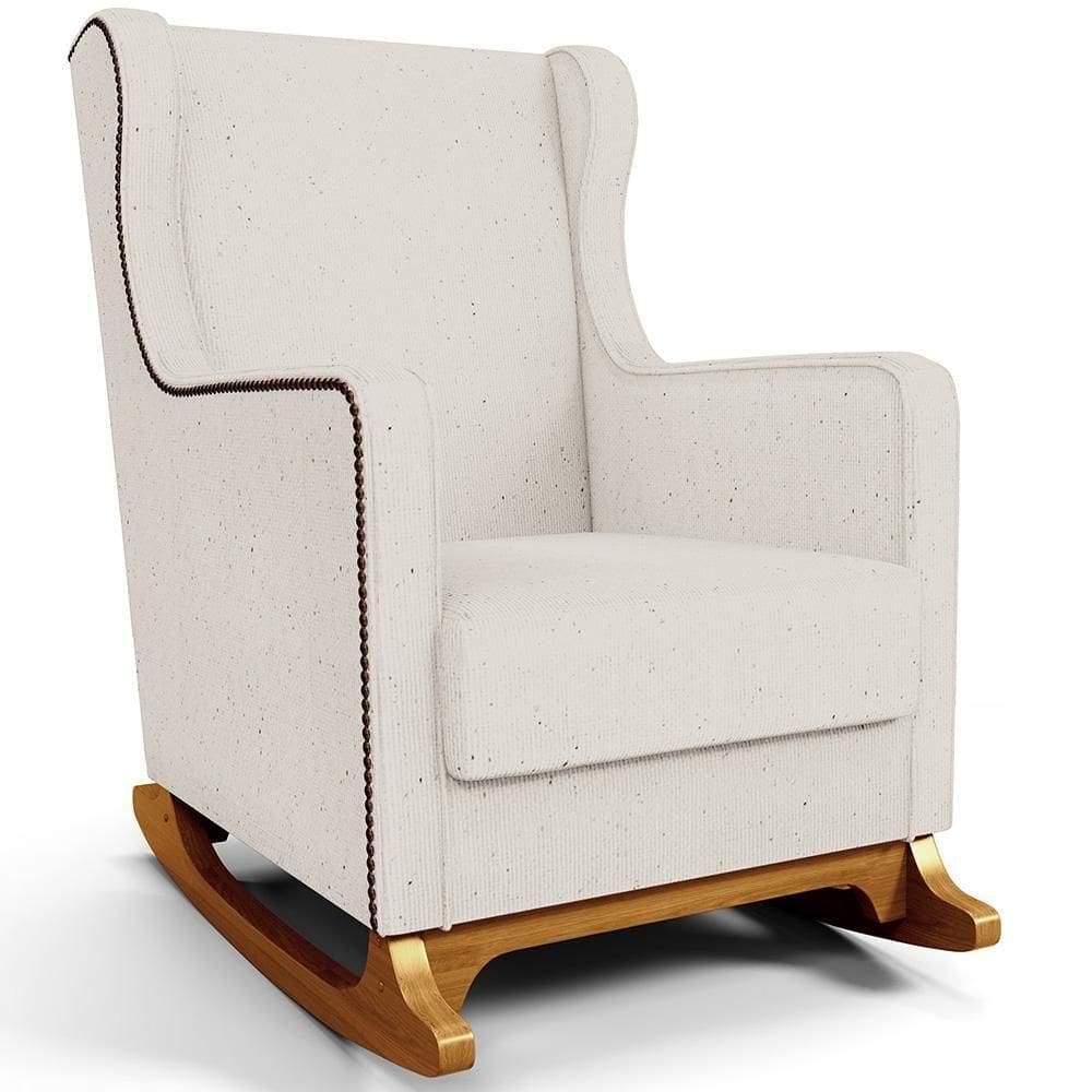 Poltrona De Amamentação Com Balanço Mavie L02 Linho Cru - Lyam Decor