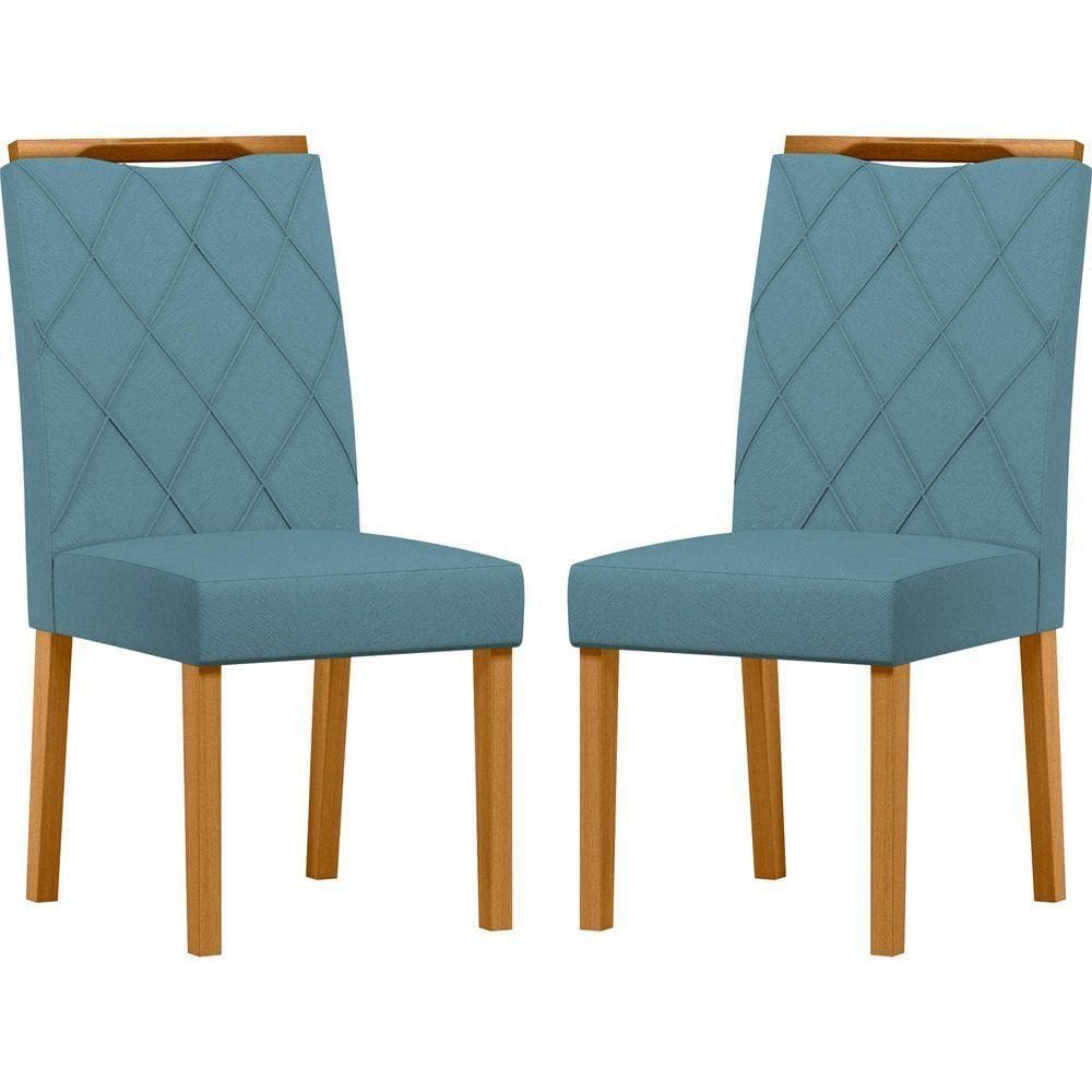 Conjunto Com 2 Cadeiras De Jantar Estofada Sarah Ypê Animalle Azul Wd26