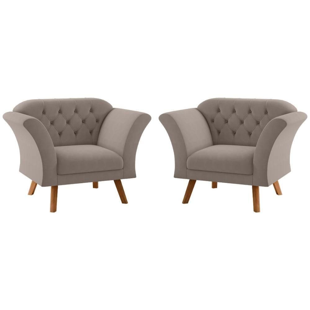 Conjunto Poltrona Para Sala De Recepção Moreira Inca Sépia
