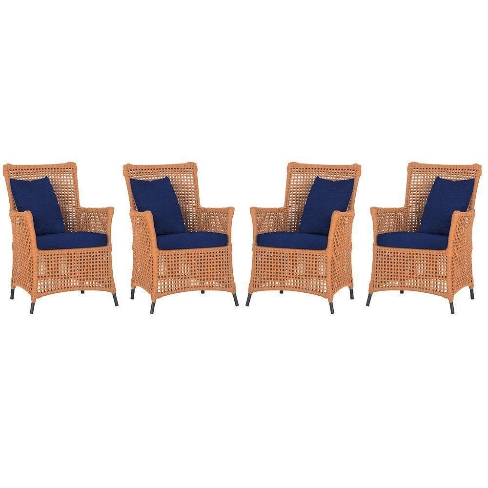 4 Poltronas Igapó Alumínio Pintura Preta Corda Náutica E10 Terra Cota