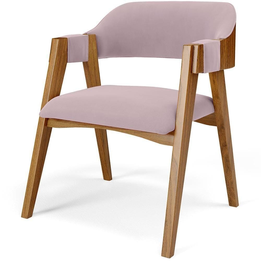 Cadeira Para Sala De Jantar E Estar Living Estofada Suran L02 Suede Rosê - Lyam