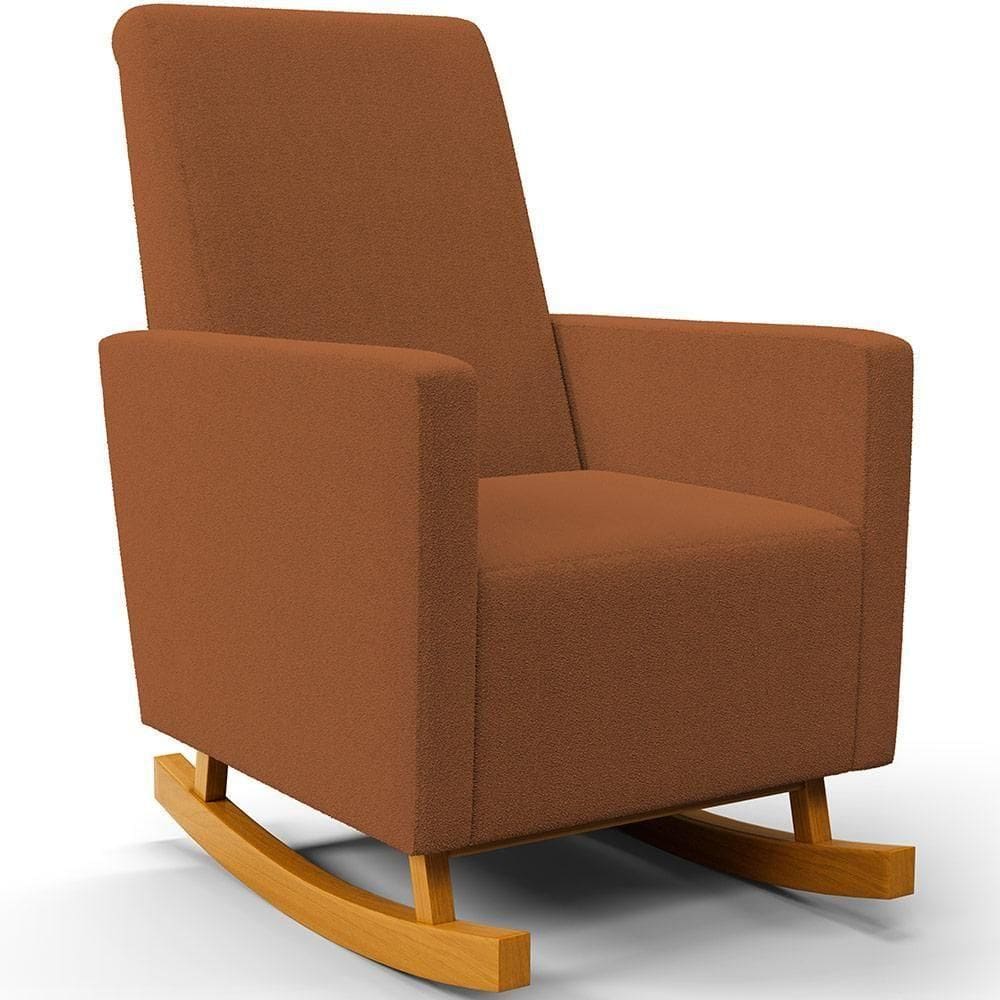 Poltrona De Amamentação Com Balanço Ravena W01 Bouclê Terracota - Lyam Decor
