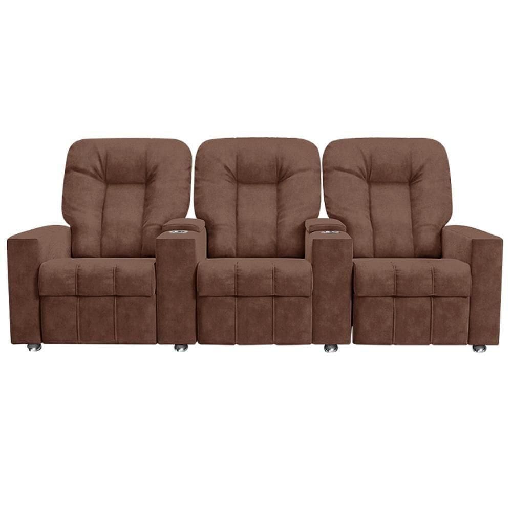 Poltrona Reclinável 3 Lugares Para Sala De Cinema Romeo F05 Veludo Terracota
