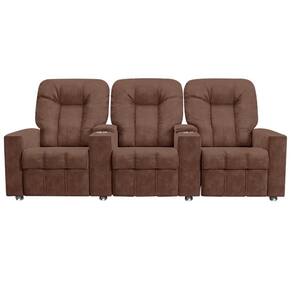 Poltrona Reclinável 3 Lugares Para Sala De Cinema Romeo F05 Veludo Terracota