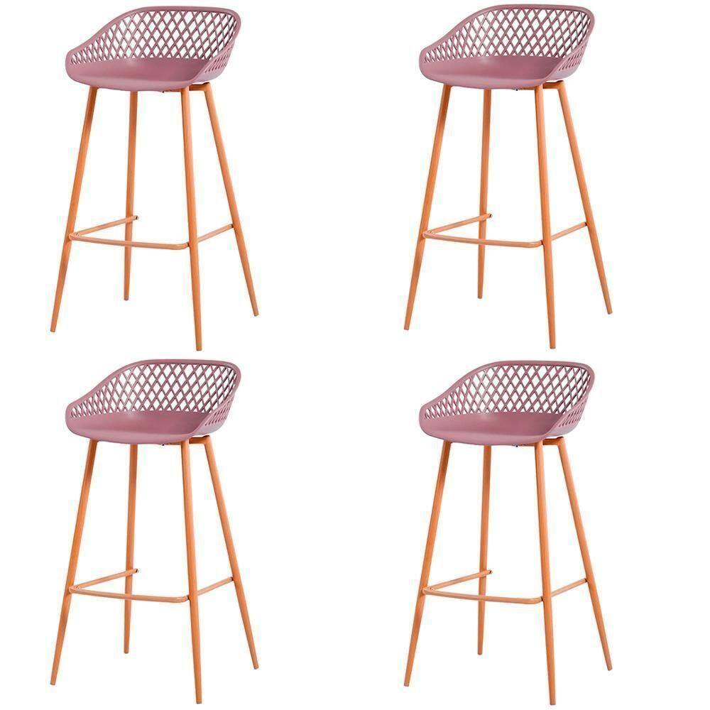 Kit 4 Banquetas Mônaco Clarice Média Fratini 86 Cm (altura) Em Poliuretano (pu) Cardo Base Em Aço