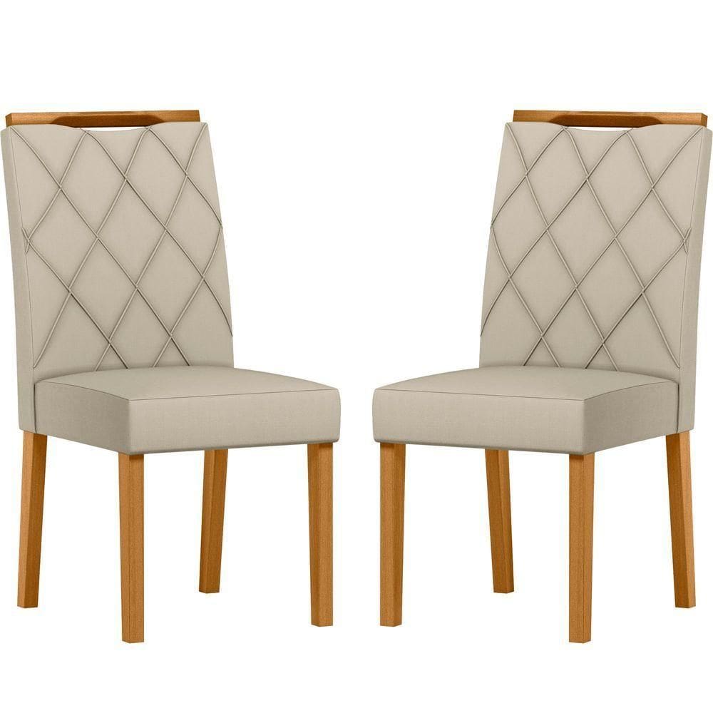 Conjunto Com 2 Cadeiras De Jantar Estofada Sarah Ypê Veludo Nude Ja01