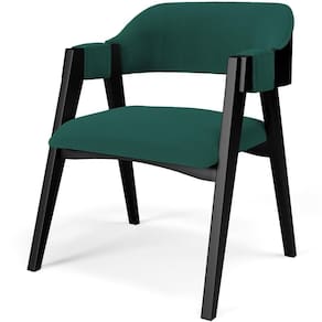Cadeira Para Sala De Jantar Estar Living Estofada Suran L02 Preto Bouclê Verde - Lyam Decor