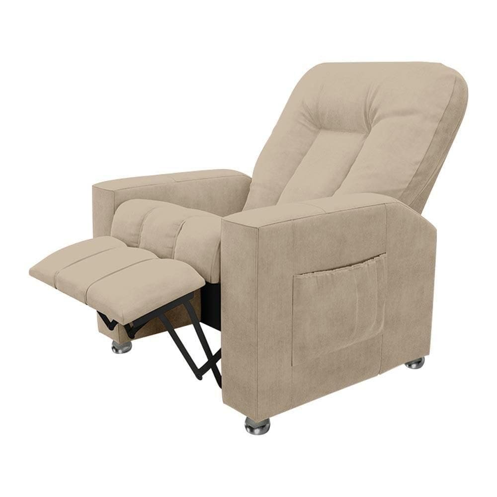 Poltrona Do Papai Reclinável Romeo F05 Suede Bege