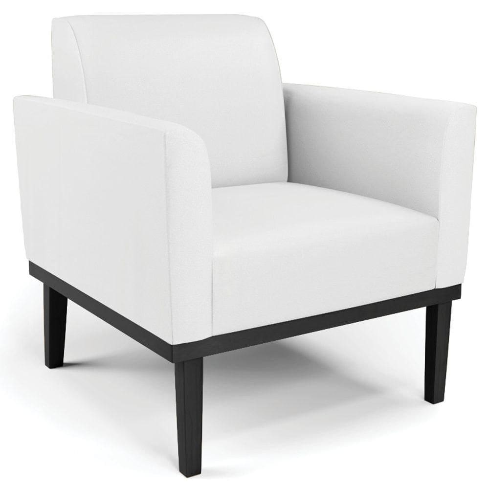 Poltrona Decorativa Base Madeira Preto Maressa Sintético Branco