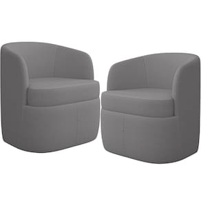 Kit 02 Poltronas Decorativa Giratória Para Sala De Estar Siena K01 Bouclê Cinza - Lyam Decor