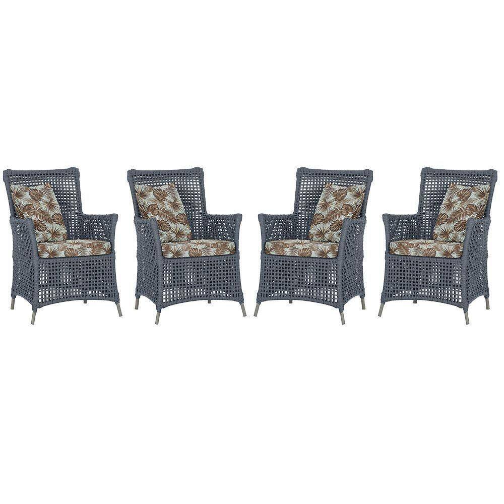 4 Poltronas Igapó Alumínio Pintura Fendi Corda Náutica E6 Prata