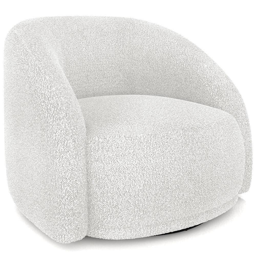 Poltrona Decorativa Giratória Angelina M03 Bouclê Branco