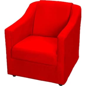 Poltrona Decorativa Mila Pé De Plástico Cromado - Vermelho Suede