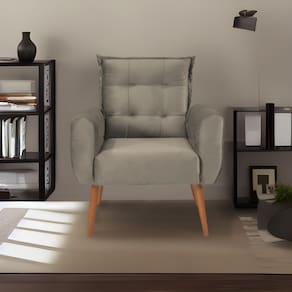 Poltrona Decorativa Para Sala De Estar Quarto E Escritorio Dakota Veludo Matrix Cappuccino