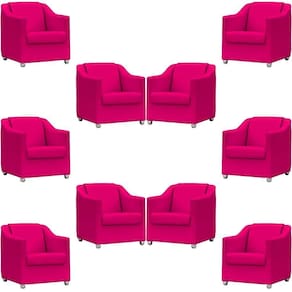 Kit 10 Poltronas Mila Corino Cores Pé De Plástico Cromado - Pink Corino