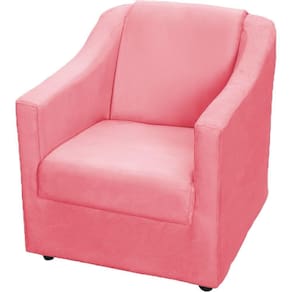 Poltrona Decorativa Mila Pé De Plástico Cromado - Rosê Suede