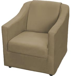 Poltrona Decorativa Mila Pé De Plástico Cromado - Nude Suede