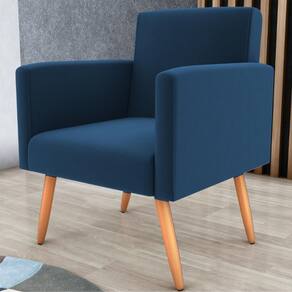 Poltrona Decorativa Para Sala Luan Suede Azul