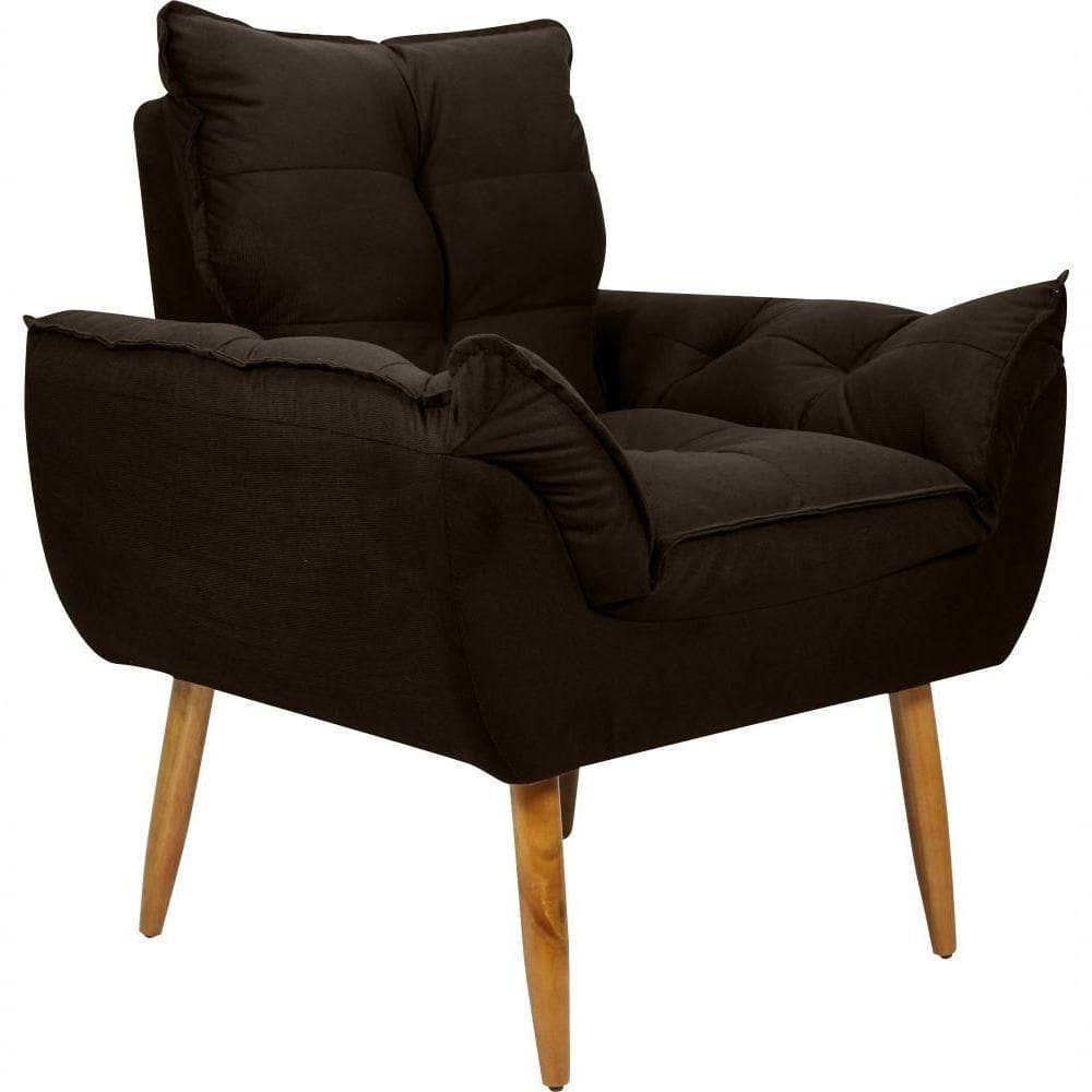 Poltrona Decorativa Tóquio 1 Lugar Suede Marrom Matrix