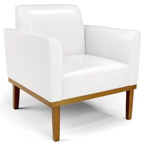Poltrona Decorativa Base Madeira Castanho Maressa Sintético Pu Branco