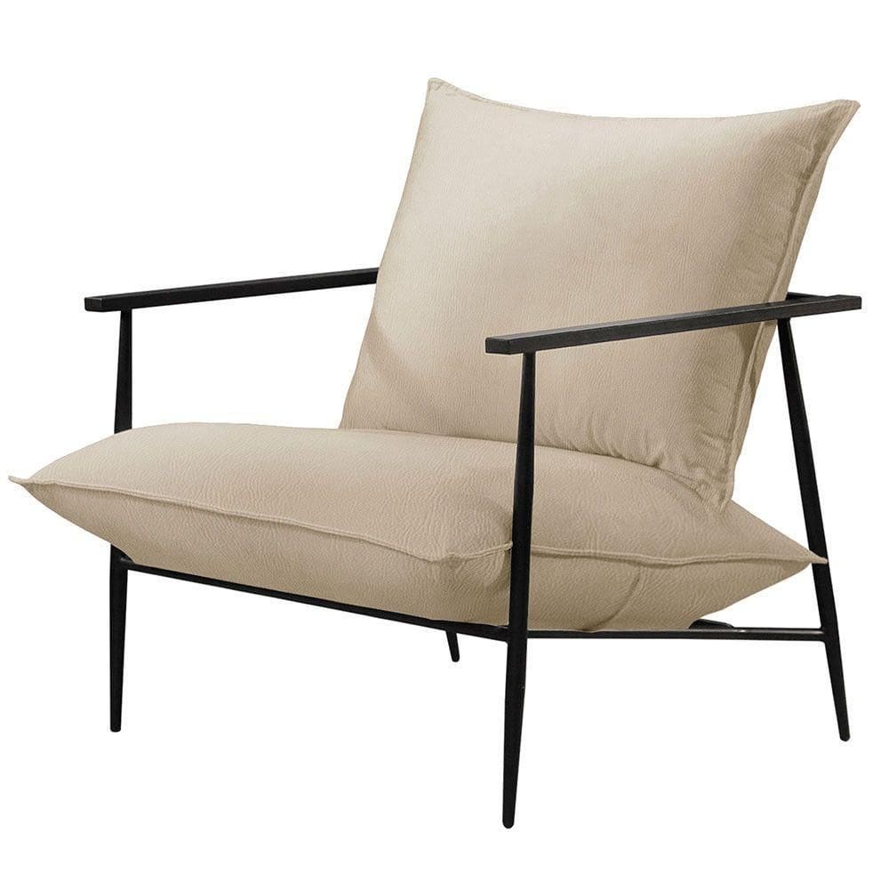 Poltrona Agatha Luxo Base Em Metal Industrial Castellar Móbile Off White