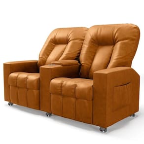 Poltrona Reclinável Para Cinema 2 Lugares Praddo Fh9 Pu Whisky Mpozenato