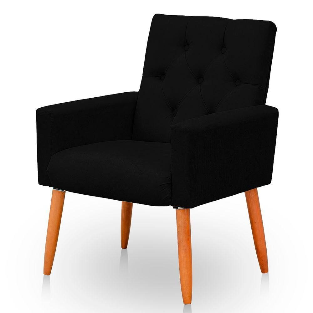 Poltrona Para Sala Reforçada Confortável íris Suede Cor Preto
