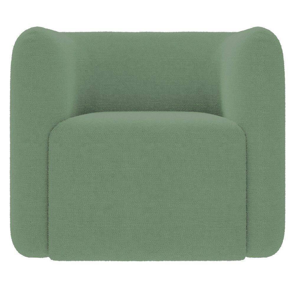 Poltrona Para Sala De Estar Decorativa Quadrada Maggie K04 Bouclê Verde Mpozenato