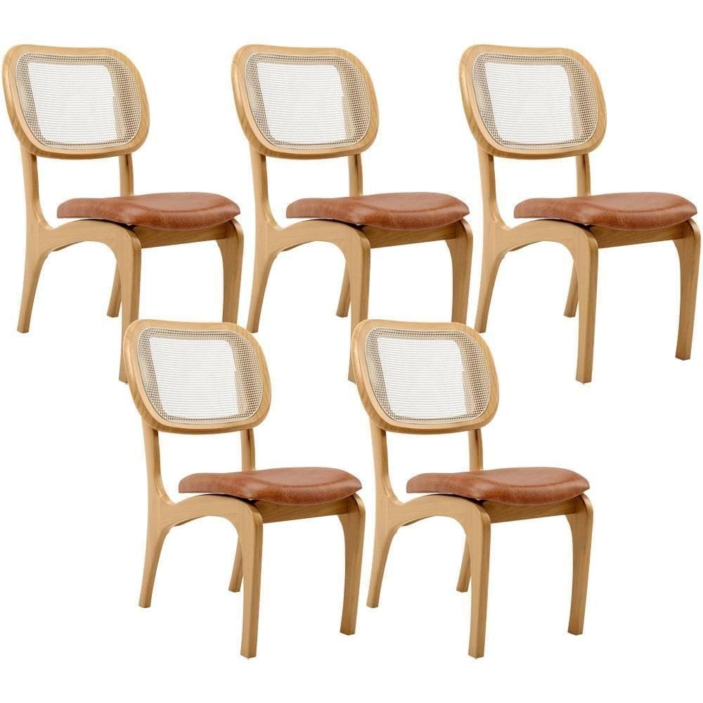 Kit 5 Cadeiras Para Sala De Jantar Estofada E Tela Mariah L02 Couríssimo Camel