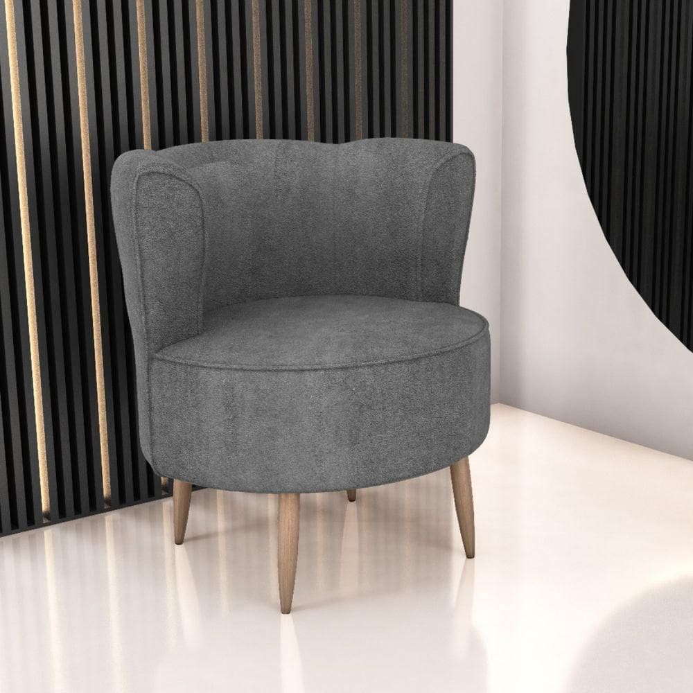Poltrona Decorativa Para Sala Amapá Boucle Cinza