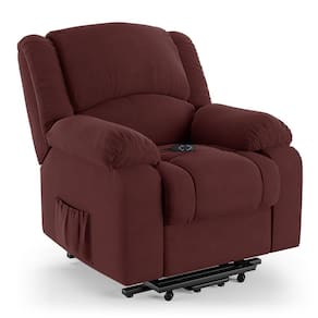 Poltrona Do Papai Reclinável Pietra Elevação Lift Elétrico Fh9 Veludo Vinho Mpozenato