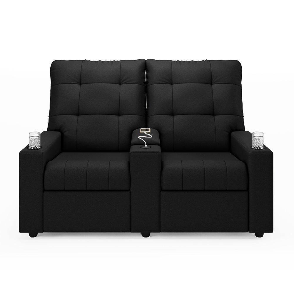 Poltrona De Cinema Reclinável 2 Lugares Baú Usb Mallie Fh9 Veludo Preto