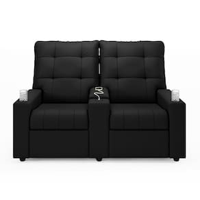 Poltrona De Cinema Reclinável 2 Lugares Baú Usb Mallie Fh9 Veludo Preto