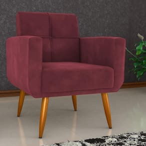 Poltrona Decorativa Para Sala Lilian Veludo Vinho