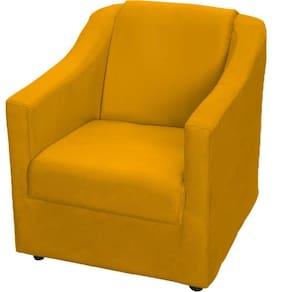 Poltrona Decorativa Mila Pé De Plástico Cromado - Mostarda Suede
