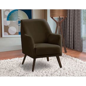 Poltrona Decorativa Sala De Jantar Magali Lisa Veludo Marrom Lansofbr