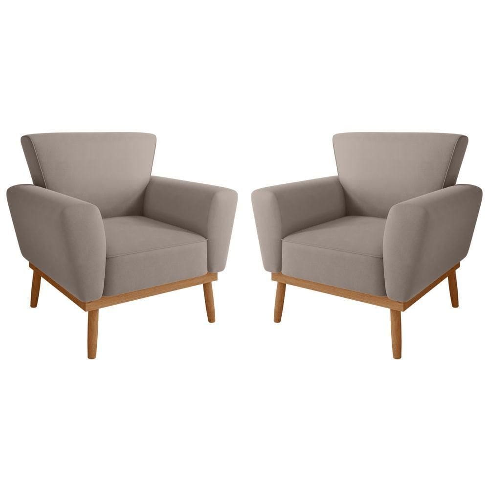 Conjunto Poltrona Para Sala De Recepção Viana Inca Sépia