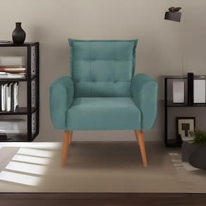 Poltrona Decorativa Para Sala De Estar Quarto E Escritorio Dakota Veludo Matrix - Verde Agua Verde Agua