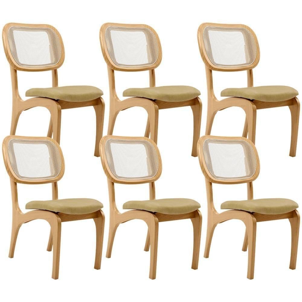 Kit 6 Cadeiras Para Sala De Jantar Estofada E Tela Mariah L02 Couríssimo Fendi