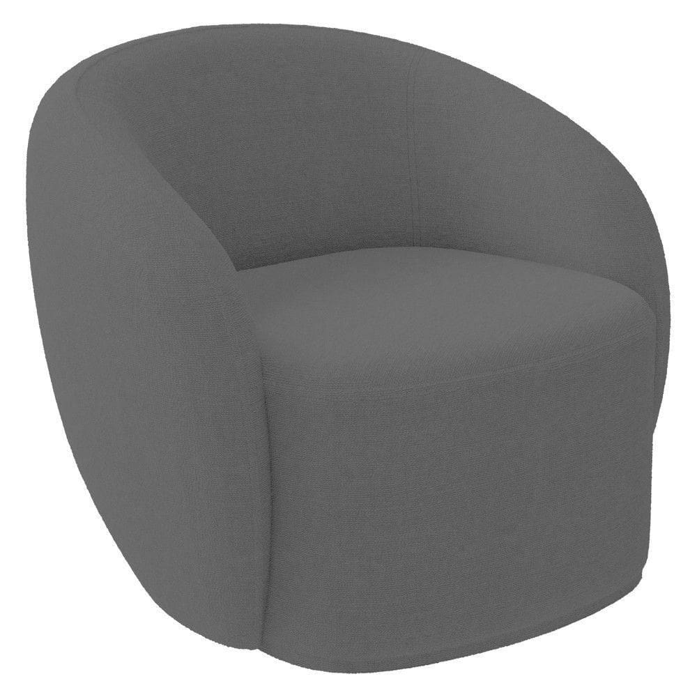 Poltrona Para Sala De Estar Giratória Orgânica Garbin K04 Bouclê Cinza - Mpozenato
