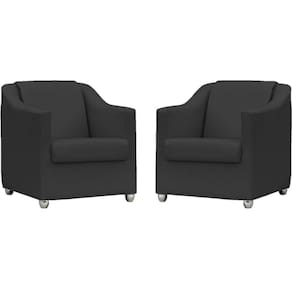 Kit 2 Poltronas Mila Corino Preto Pé De Plástico Cromado - Preto, Corino