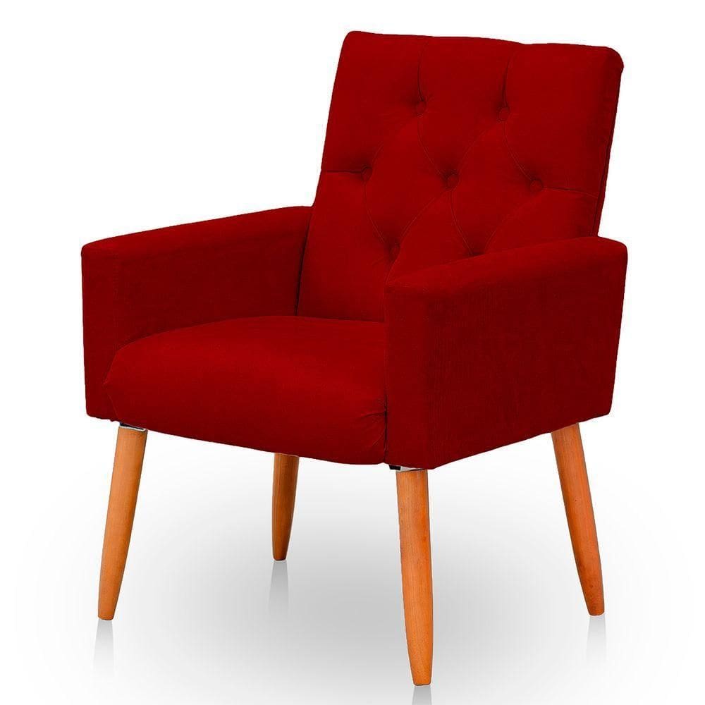 Poltrona Para Sala Reforçada Confortável íris Suede Cor Vermelho