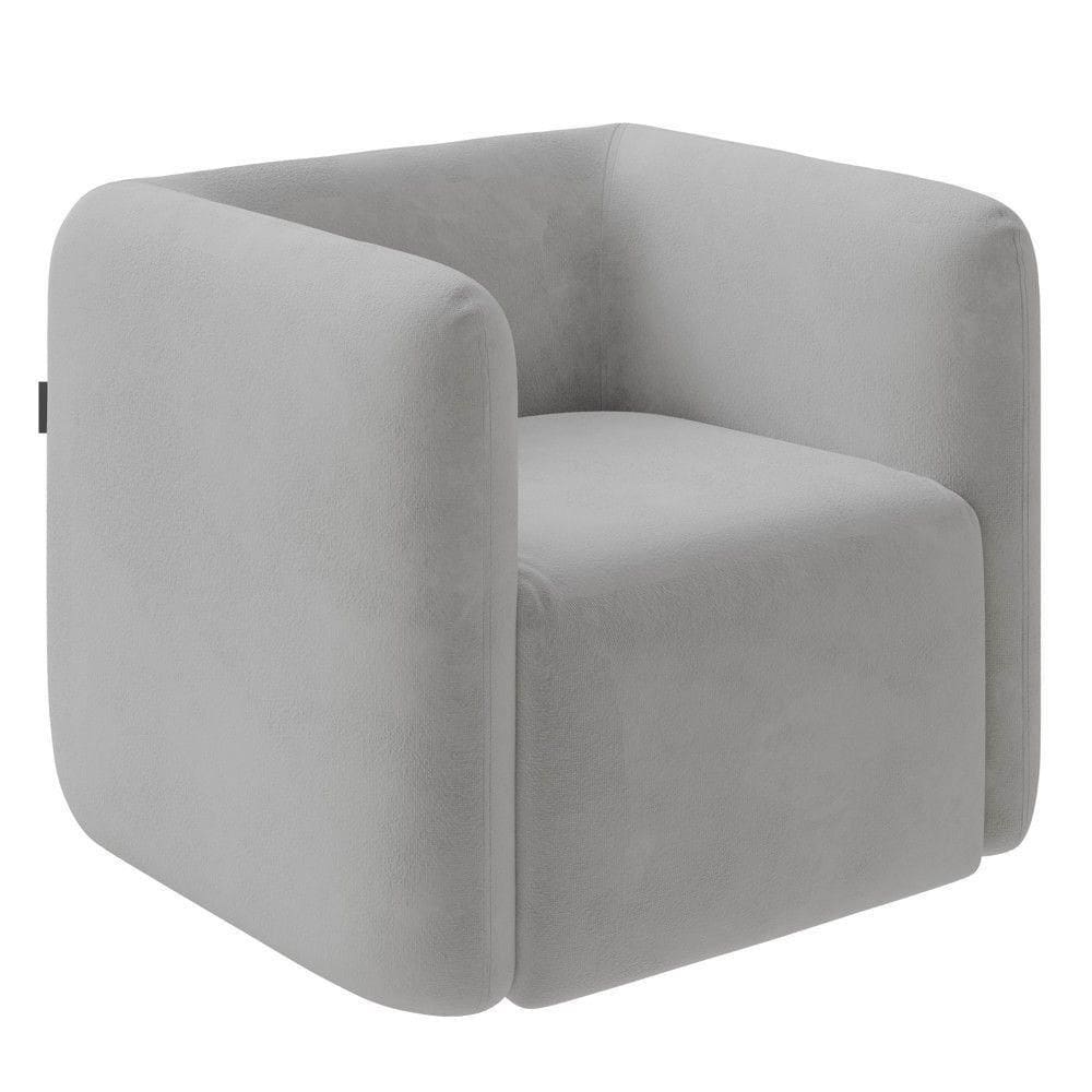 Poltrona Para Sala De Estar Decorativa Quadrada Maggie K04 Veludo Cinza - Mpozenato