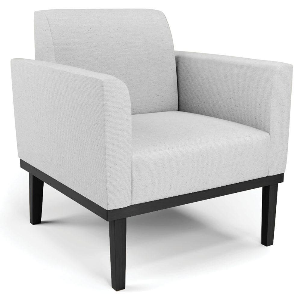 Poltrona Decorativa Base Madeira Preto Maressa Linho Cinza