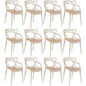 Kit 12 Cadeiras Allegra Empilhável Com Inmetro Magazine Decor - Nude