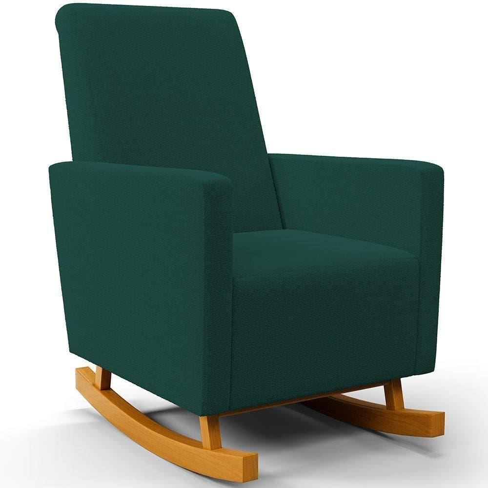 Poltrona De Amamentação Com Balanço Ravena W01 Bouclê Verde - Lyam Decor